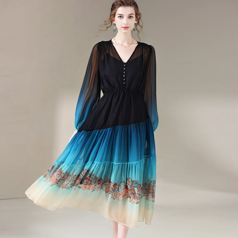 black to blue ombre dress Stunning Black Blue Ombre One Shoulder Prom Dress-Elegant A-Line Chiff –  AlineBridal