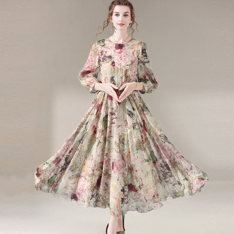 mulberry maxi dress Elegant Long Floral Mulberry Silk Maxi Dress SD051 – Luxurysilkpjs