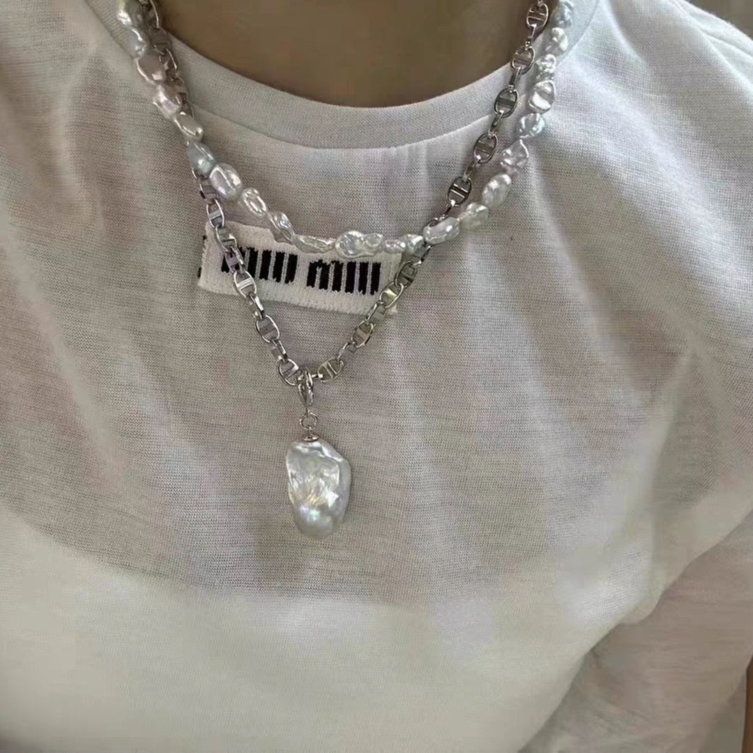 Freshwater Baroque Irregular Pearl Necklace Affordable White Keshi Pearl Strand