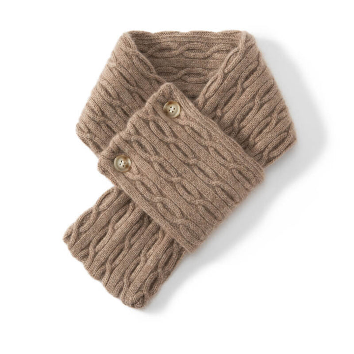 100% Cashmere Knitted Scarf with Buttons for Women