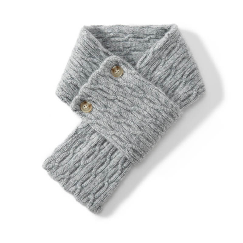 100% Cashmere Knitted Scarf with Buttons for Women