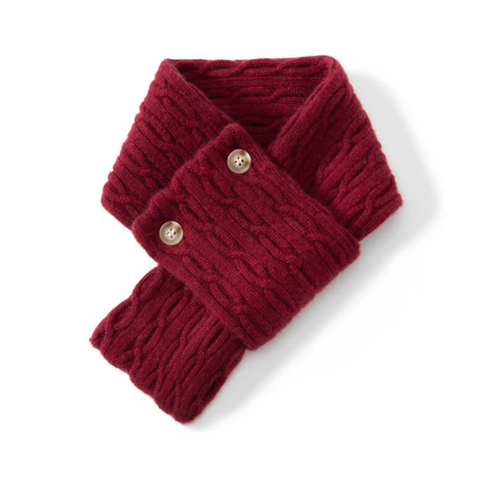 100% Cashmere Knitted Scarf with Buttons for Women