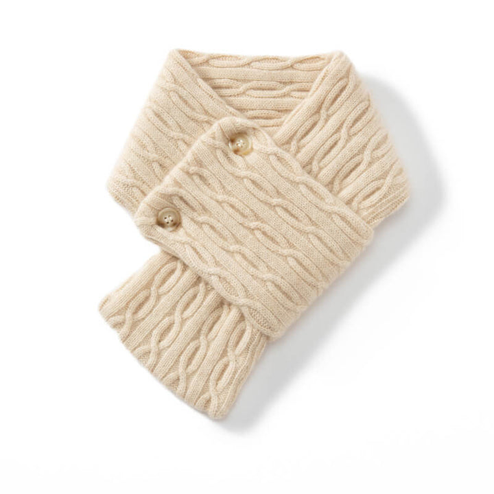 100% Cashmere Knitted Scarf with Buttons for Women