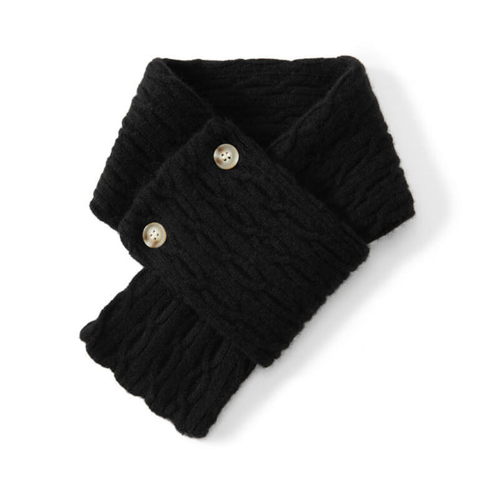 100% Cashmere Knitted Scarf with Buttons for Women