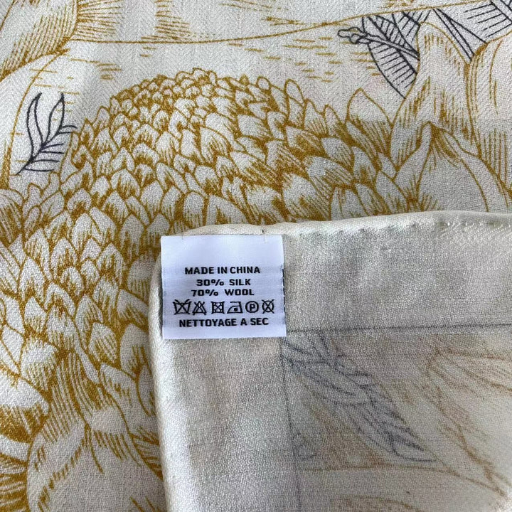 Lightweight and Soft Women Printed Silk Wool Blend Square Scarf
