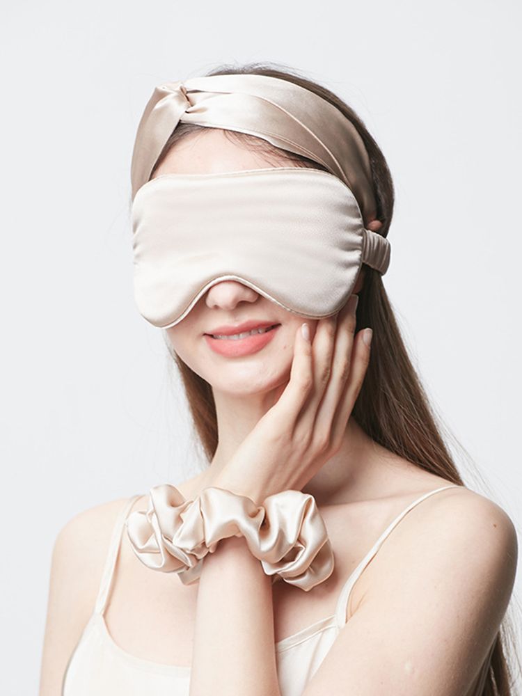19 Momme 100% Pure Silk Sleep Mask Filled with Ultra-Soft Long Strand Silk Floss
