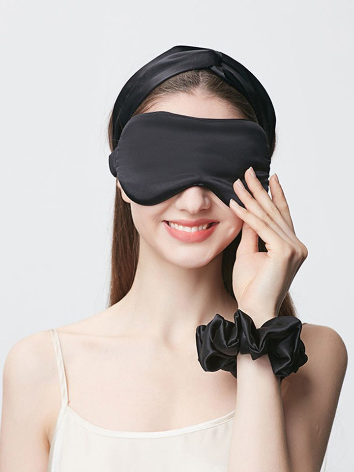 19 Momme 100% Pure Silk Sleep Mask Filled with Ultra-Soft Long Strand Silk Floss
