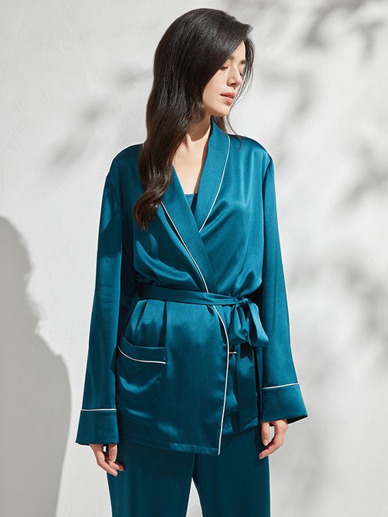 19 Momme 3-Piece Luxurious Long Silk Pajama Set for Women