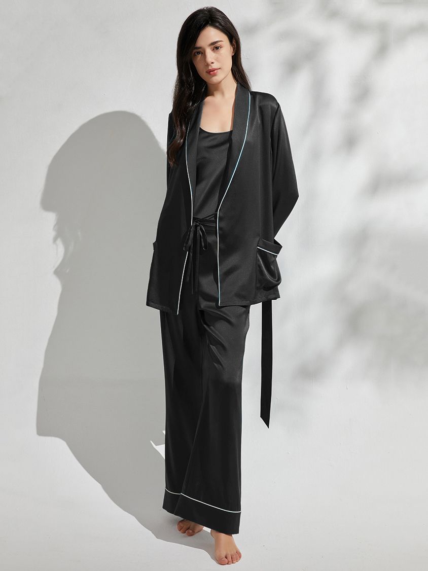 19 Momme 3-Piece Luxurious Long Silk Pajama Set for Women