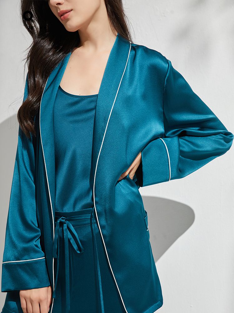 19 Momme 3-Piece Luxurious Long Silk Pajama Set for Women