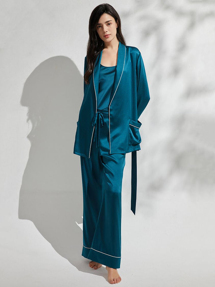 19 Momme 3-Piece Luxurious Long Silk Pajama Set for Women