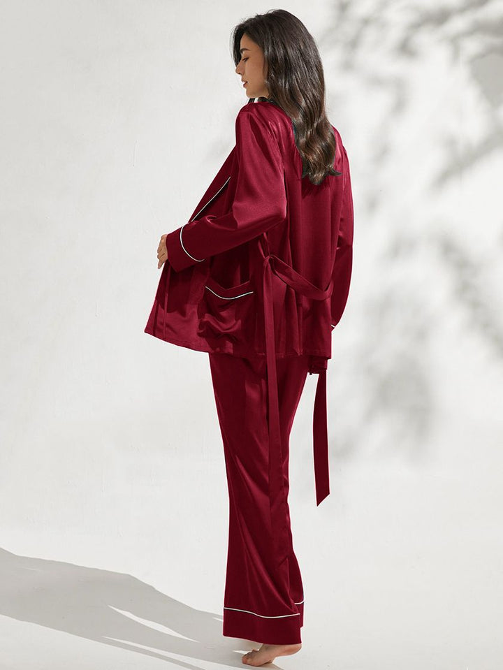 19 Momme 3-Piece Luxurious Long Silk Pajama Set for Women