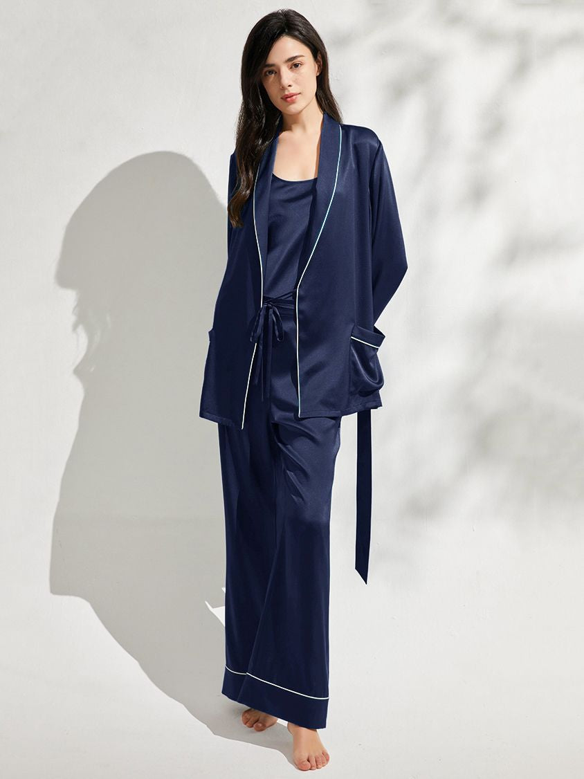 19 Momme 3-Piece Luxurious Long Silk Pajama Set for Women