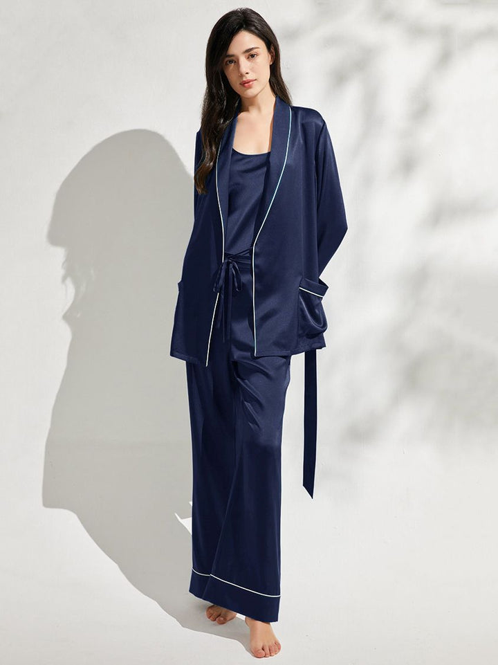 19 Momme 3-Piece Luxurious Long Silk Pajama Set for Women