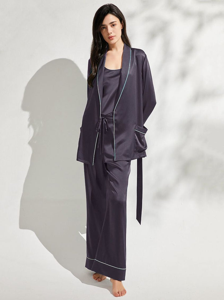 19 Momme 3-Piece Luxurious Long Silk Pajama Set for Women