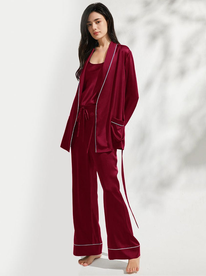 19 Momme 3-Piece Luxurious Long Silk Pajama Set for Women