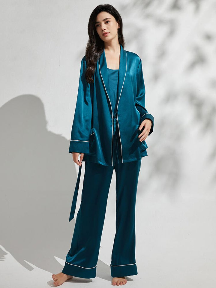 19 Momme 3-Piece Luxurious Long Silk Pajama Set for Women