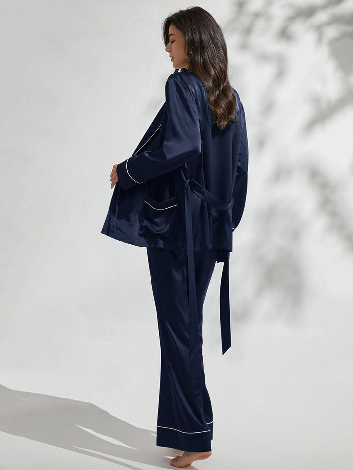 19 Momme 3-Piece Luxurious Long Silk Pajama Set for Women