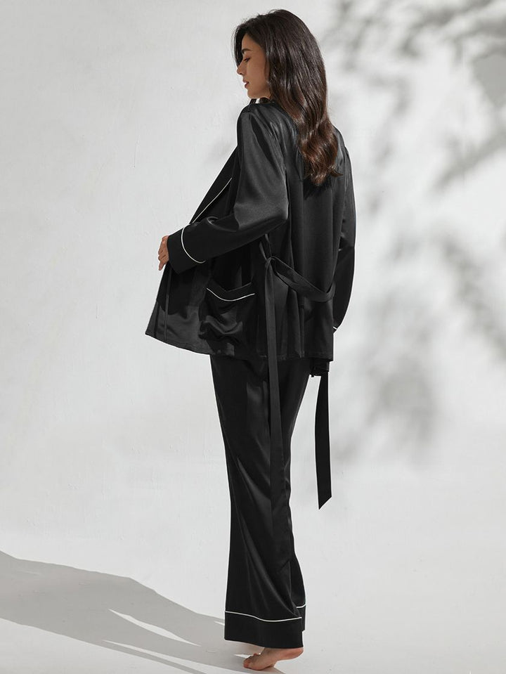 19 Momme 3-Piece Luxurious Long Silk Pajama Set for Women