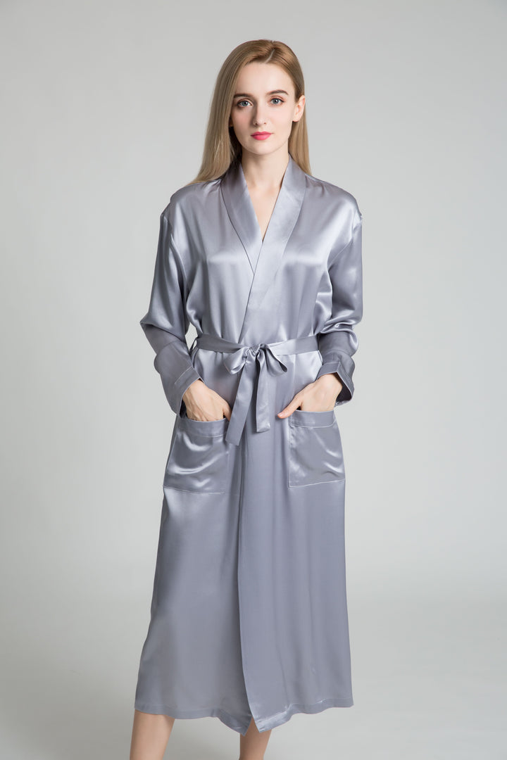 19 Momme Classic Long Silk Robe for Women