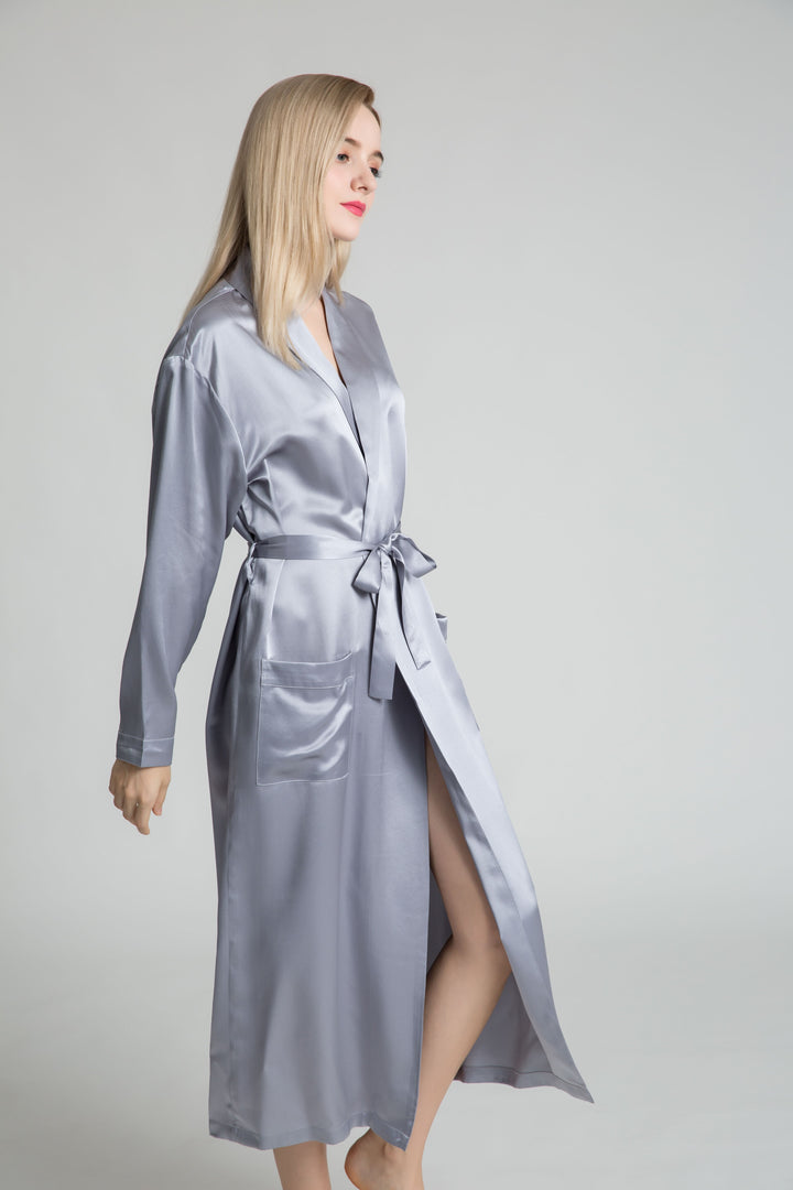 19 Momme Classic Long Silk Robe for Women