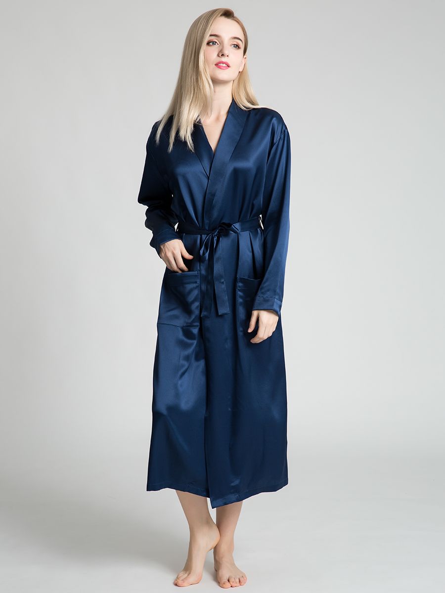19 Momme Classic Long Silk Robe for Women