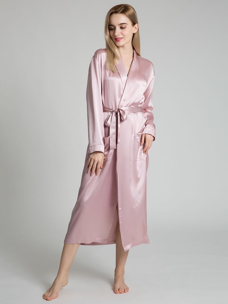 19 Momme Classic Long Silk Robe for Women
