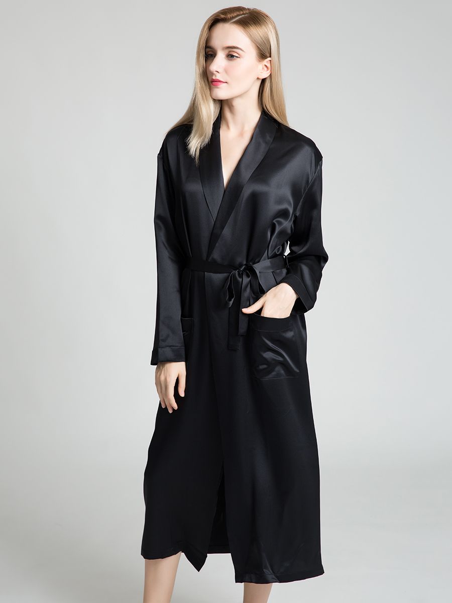 19 Momme Classic Long Silk Robe for Women