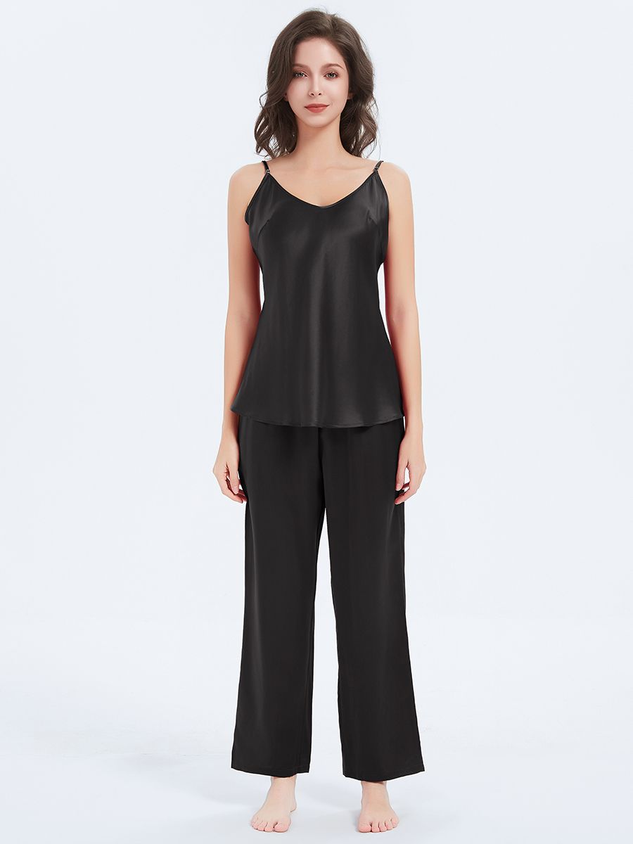 19 Momme Classic Mulberry Silk Camisole and Pants Nightwear Set