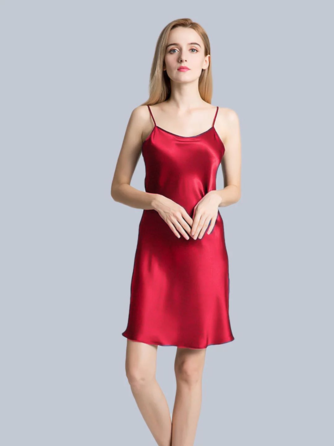 19 Momme Classic Round Neck Mid-Length Silk Chemise