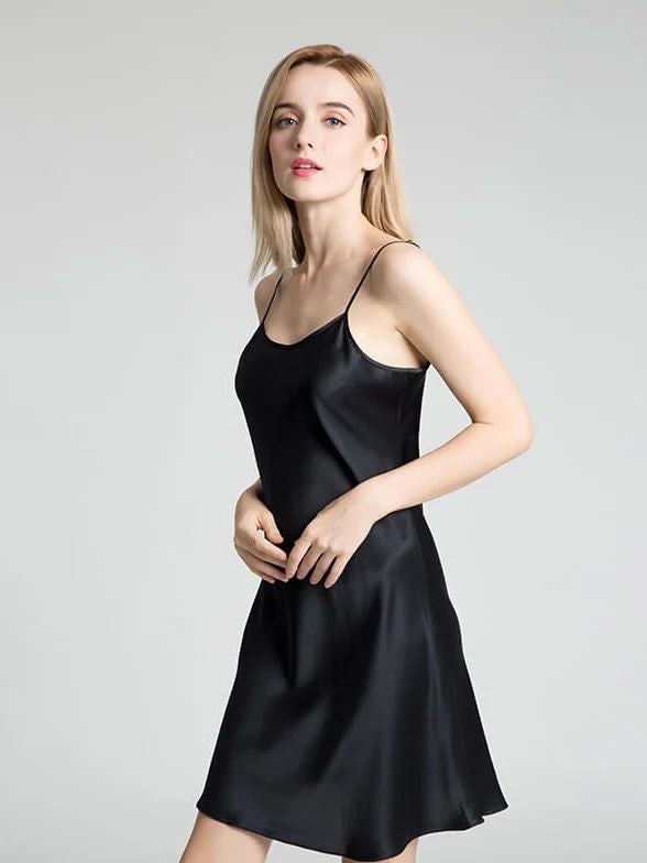 19 Momme Classic Round Neck Mid-Length Silk Chemise