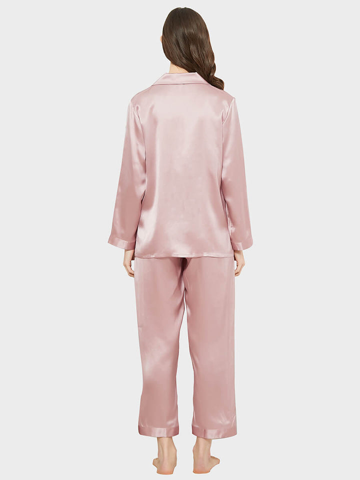 19 Momme Classic Solid Color Full Length Silk PJ Set for Women