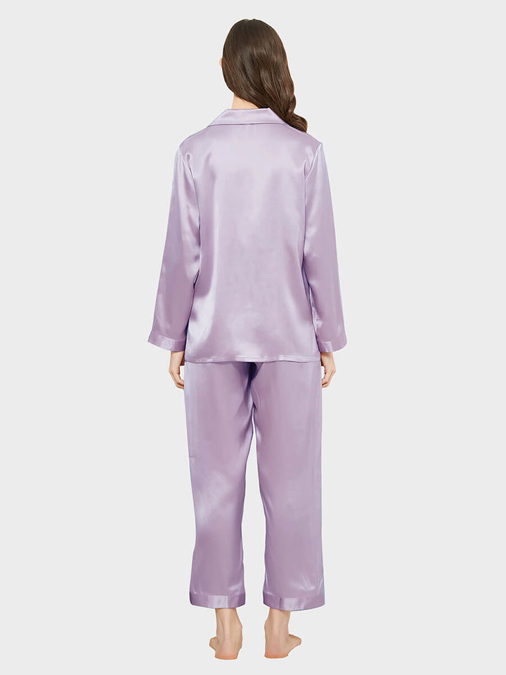 19 Momme Classic Solid Color Full Length Silk PJ Set for Women