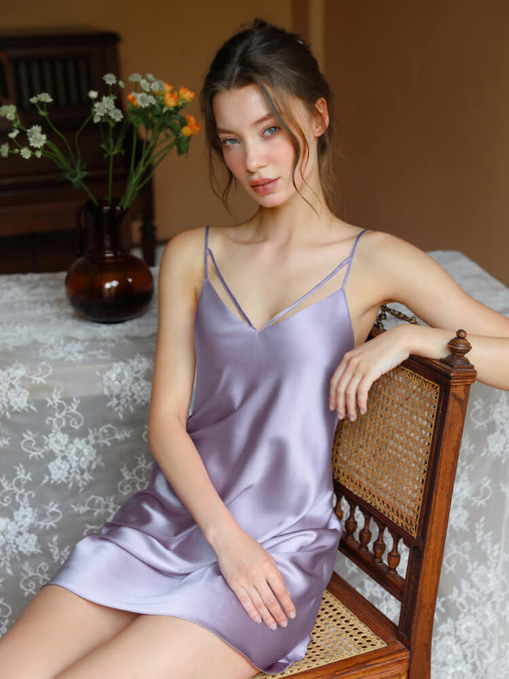 19 Momme Flirty Strappy Eye-catching Mini Silk Nightgown