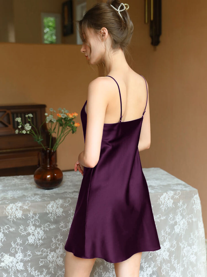 19 Momme Flirty Strappy Eye-catching Mini Silk Nightgown