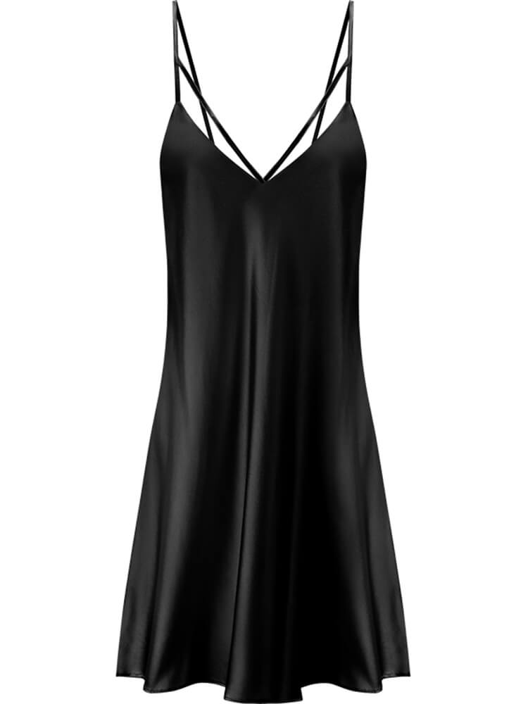 19 Momme Flirty Strappy Eye-catching Mini Silk Nightgown