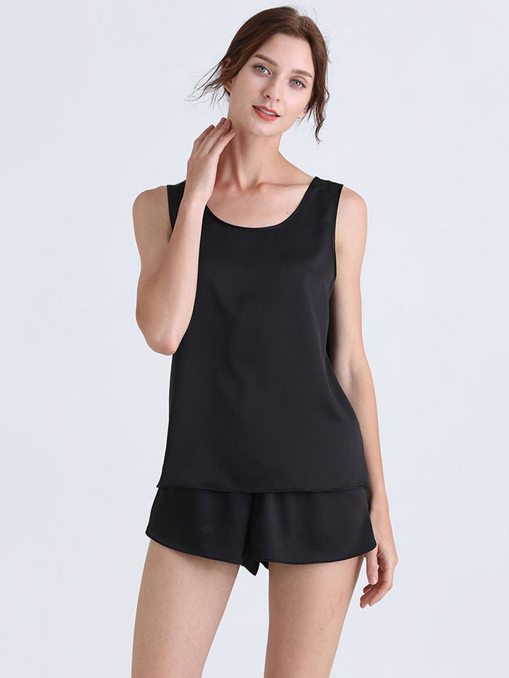 19 Momme Ladies Relaxed Style Silk Tank and Pajama Shorts Set