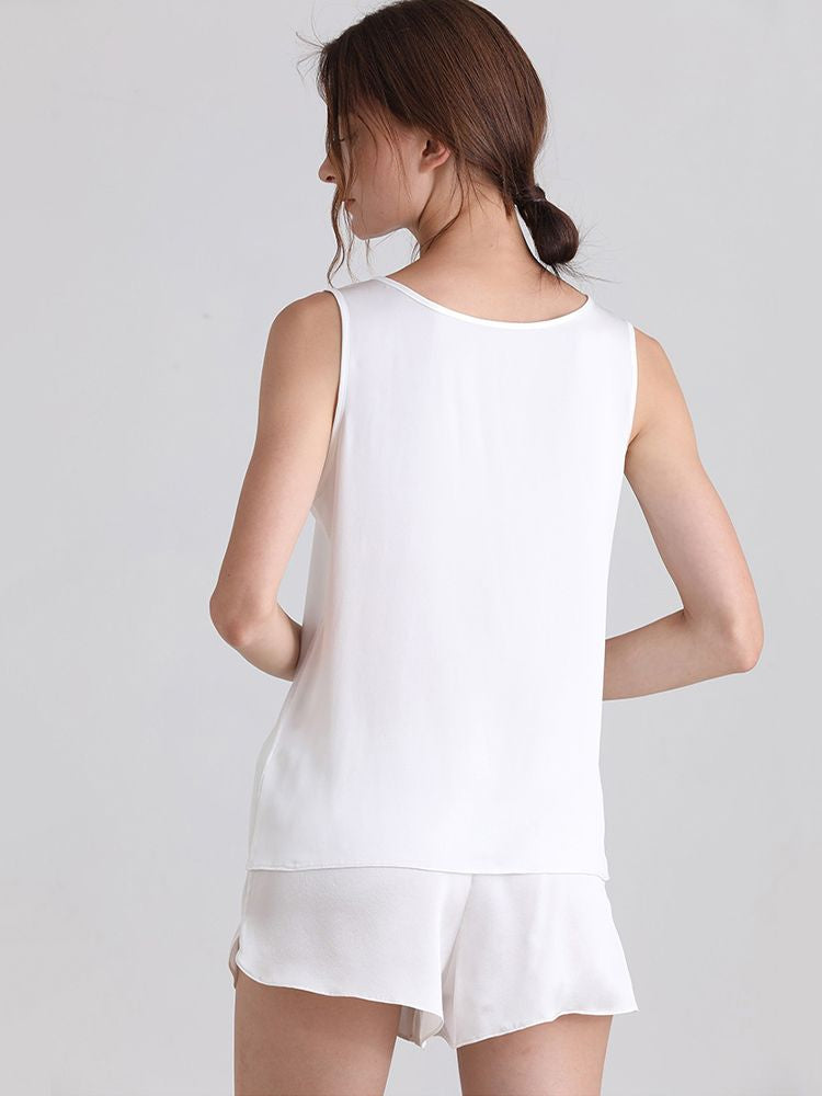 19 Momme Ladies Relaxed Style Silk Tank and Pajama Shorts Set