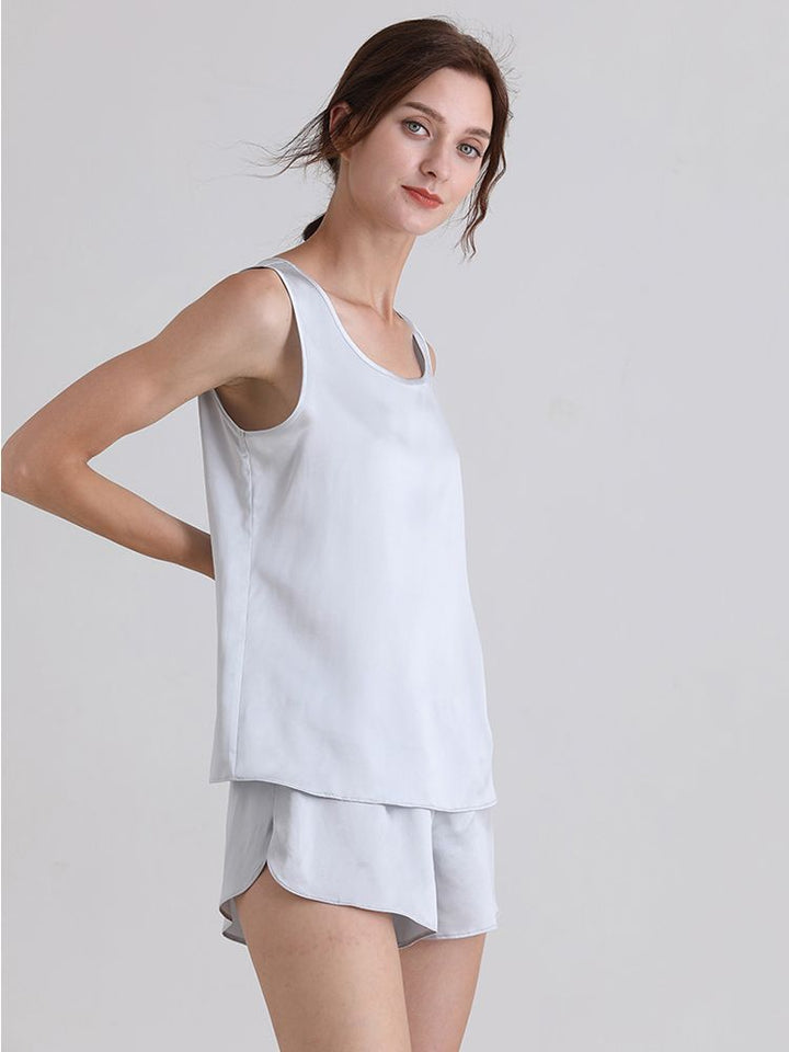 19 Momme Ladies Relaxed Style Silk Tank and Pajama Shorts Set