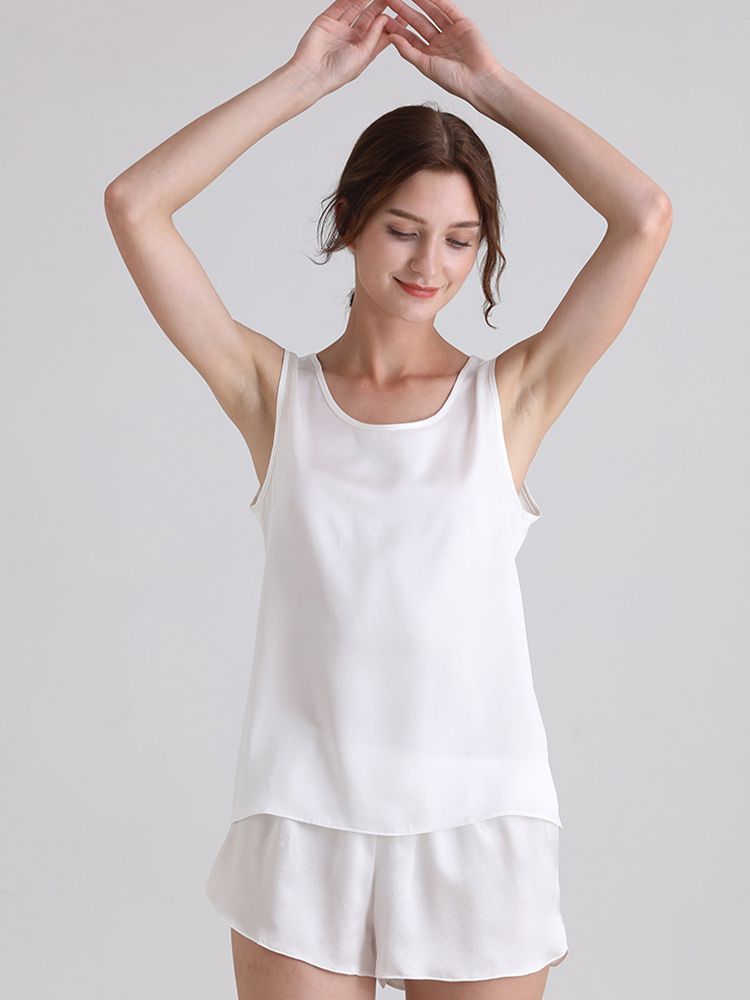 19 Momme Ladies Relaxed Style Silk Tank and Pajama Shorts Set