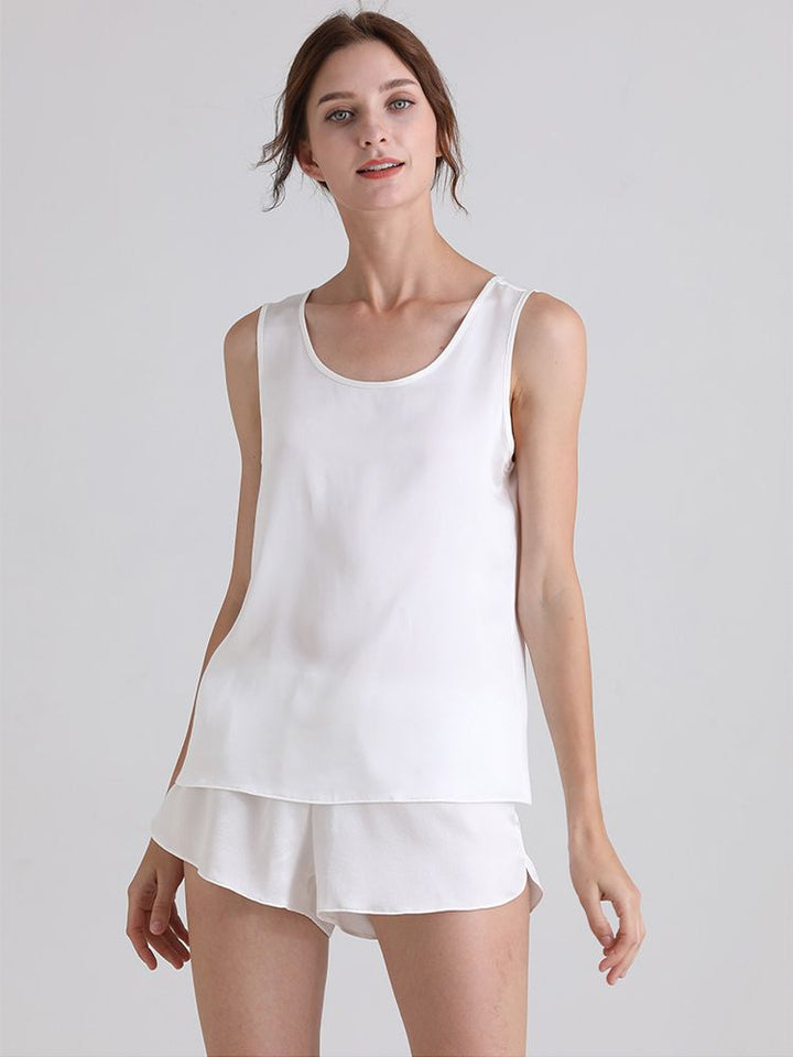19 Momme Ladies Relaxed Style Silk Tank and Pajama Shorts Set