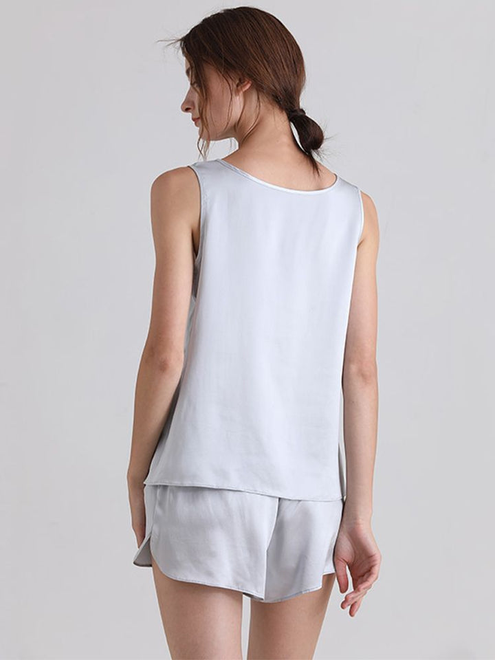 19 Momme Ladies Relaxed Style Silk Tank and Pajama Shorts Set