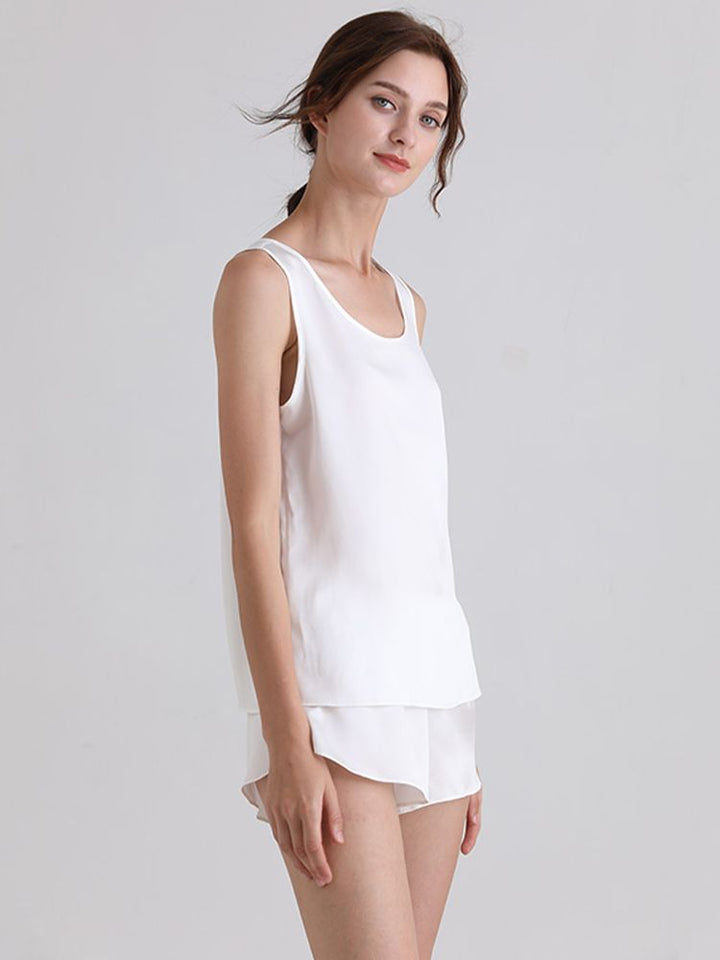 19 Momme Ladies Relaxed Style Silk Tank and Pajama Shorts Set