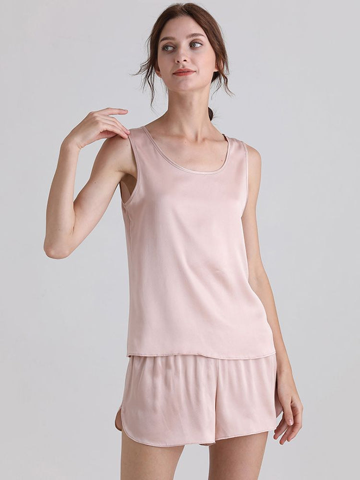 19 Momme Ladies Relaxed Style Silk Tank and Pajama Shorts Set