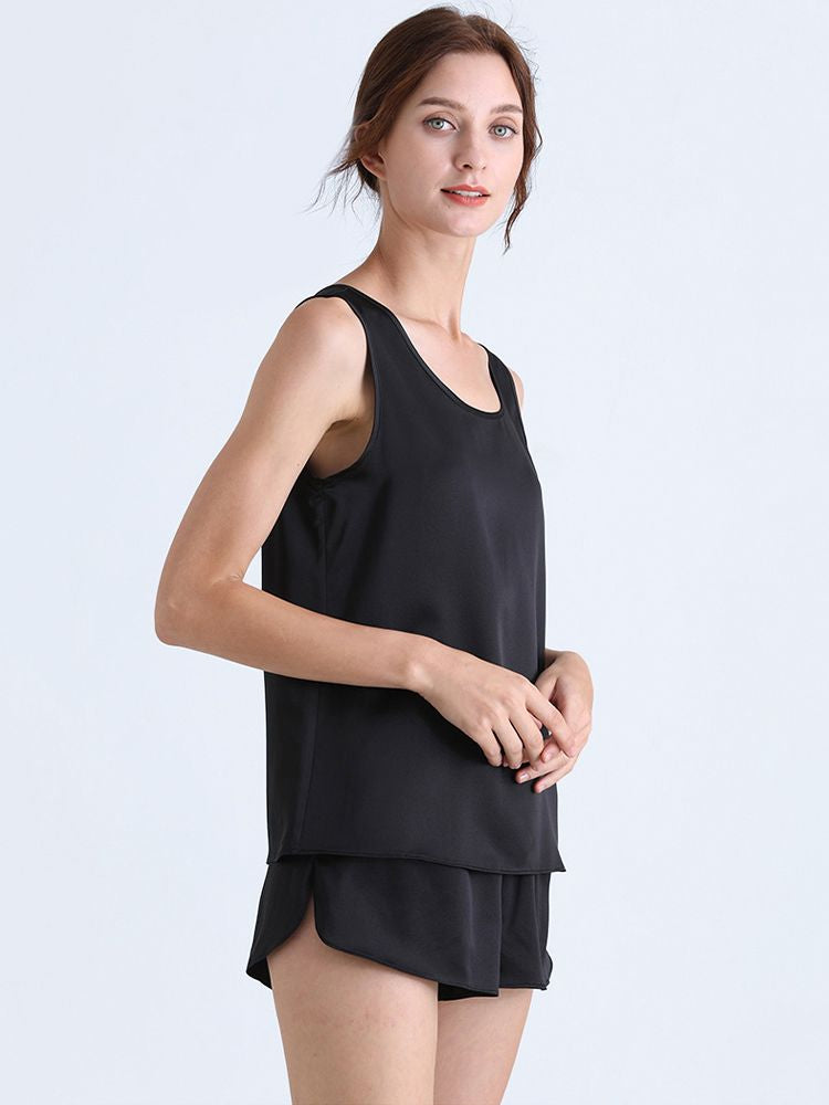 19 Momme Ladies Relaxed Style Silk Tank and Pajama Shorts Set