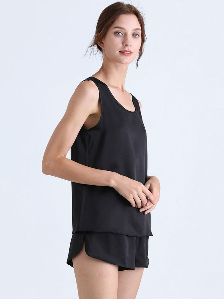 19 Momme Ladies Relaxed Style Silk Tank and Pajama Shorts Set