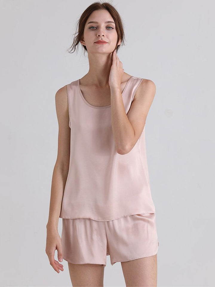 19 Momme Ladies Relaxed Style Silk Tank and Pajama Shorts Set