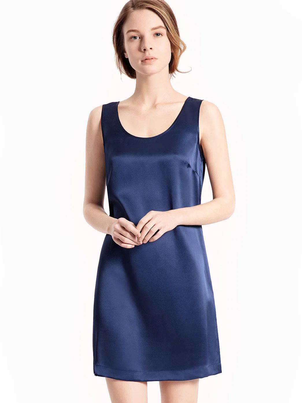 19 Momme Loose Round Neck Relaxed Silk Tank Nightgown
