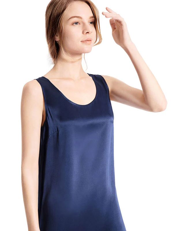 19 Momme Loose Round Neck Relaxed Silk Tank Nightgown