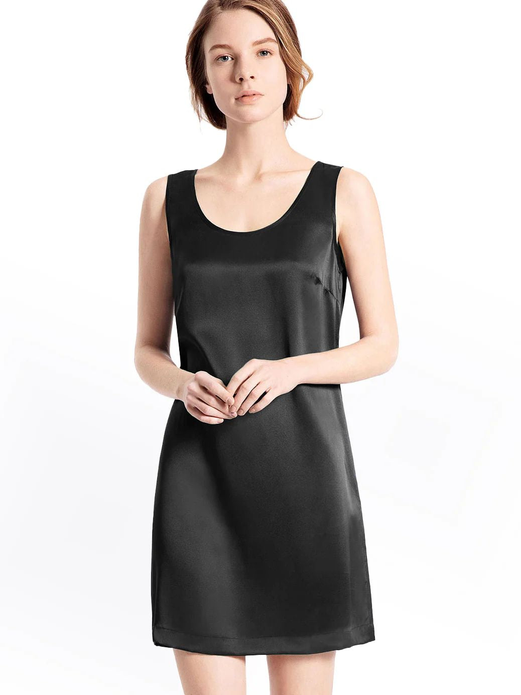 19 Momme Loose Round Neck Relaxed Silk Tank Nightgown
